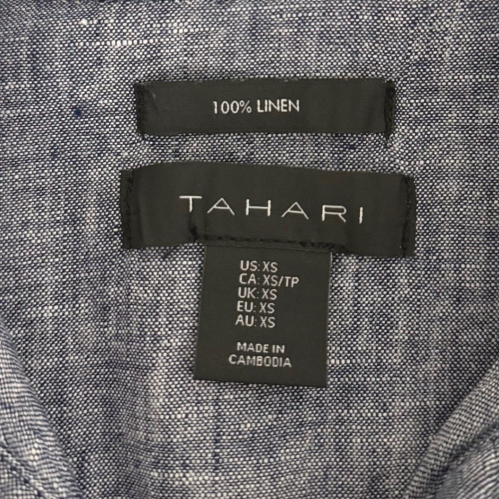 Tahari Blue 100% Linen Short Sleeve Button Front Shirt Minimalist‎  Dress XS - Picture 4 of 12